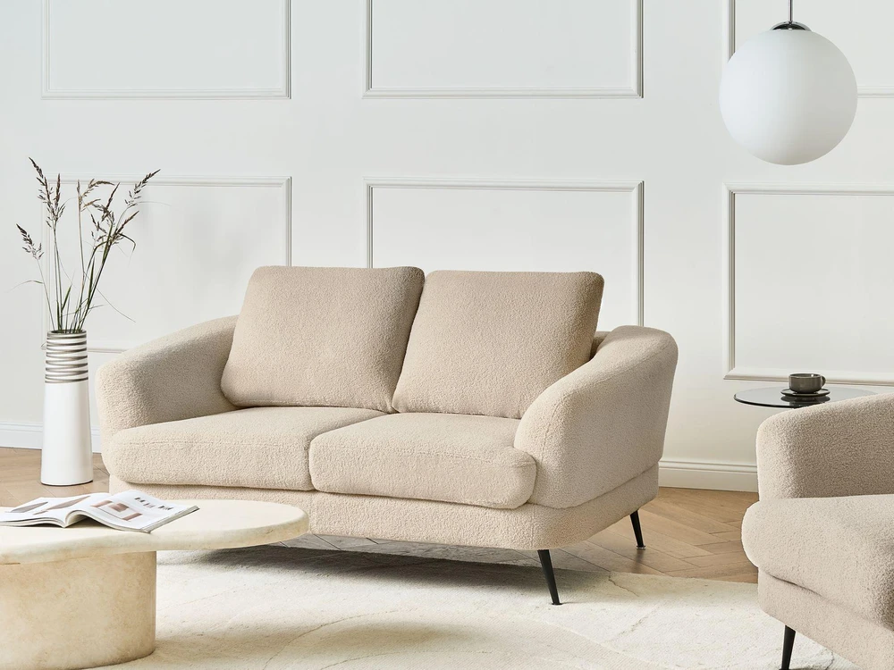 Beliani 2 vietų sofa KJAER Boucle šviesiai smėlio spalvos