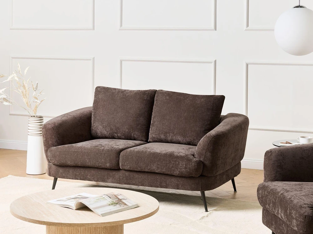 Beliani 2 vietų sofa KJAER, šenilas, tamsiai ruda