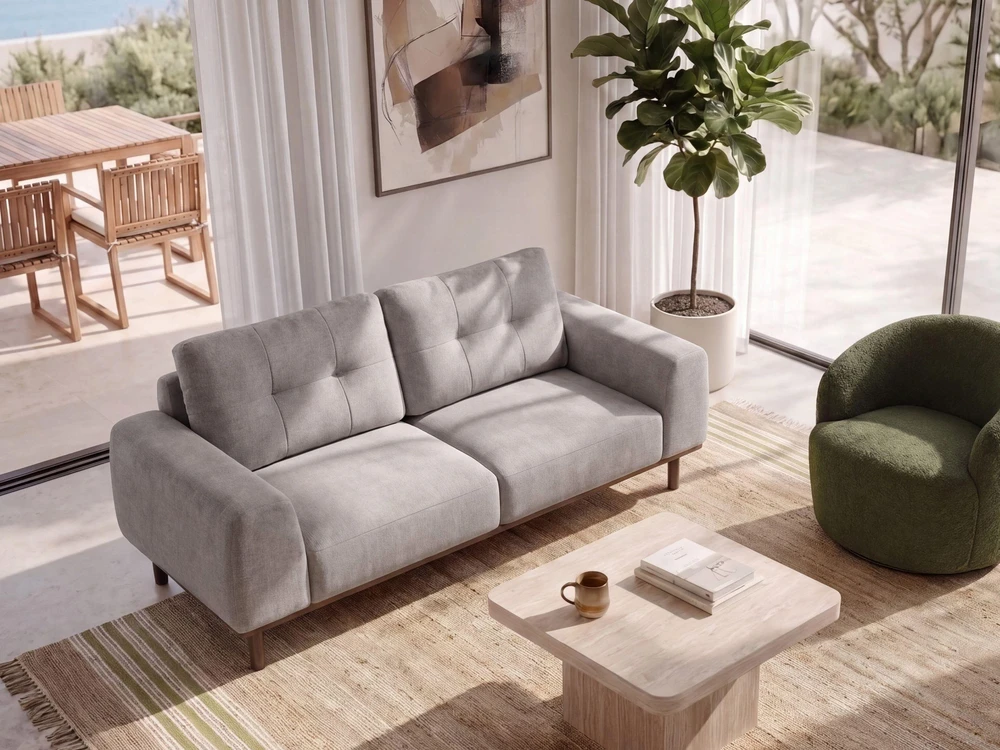 Beliani 2 vietų sofa LAURILA šviesiai pilka