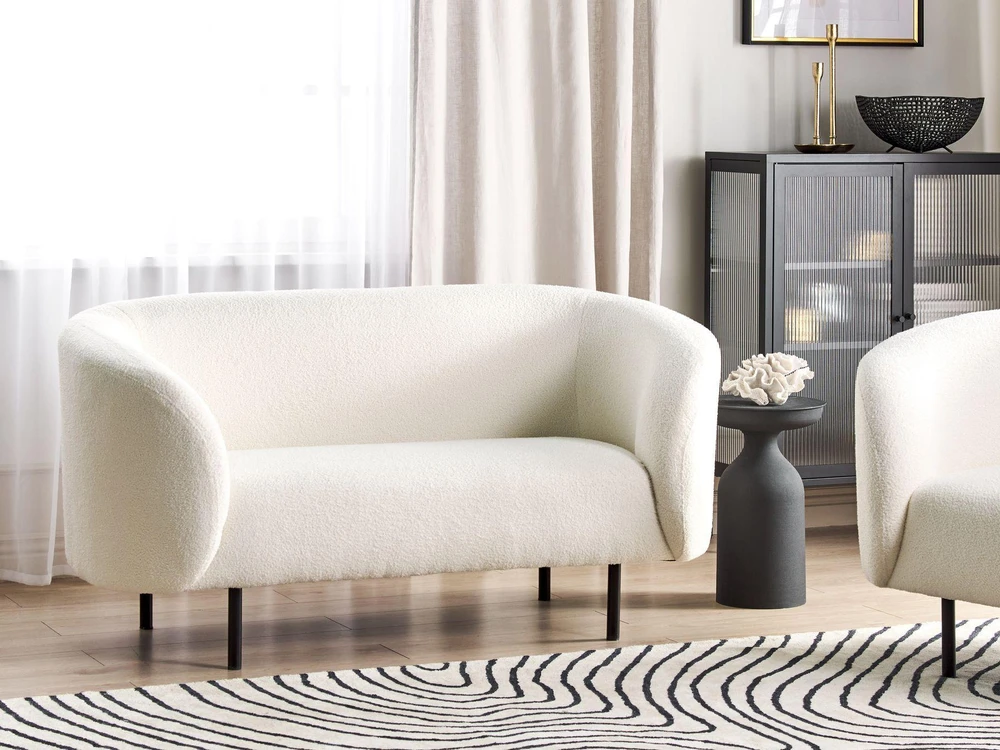 Beliani 2 vietų sofa LOEN Boucle balta