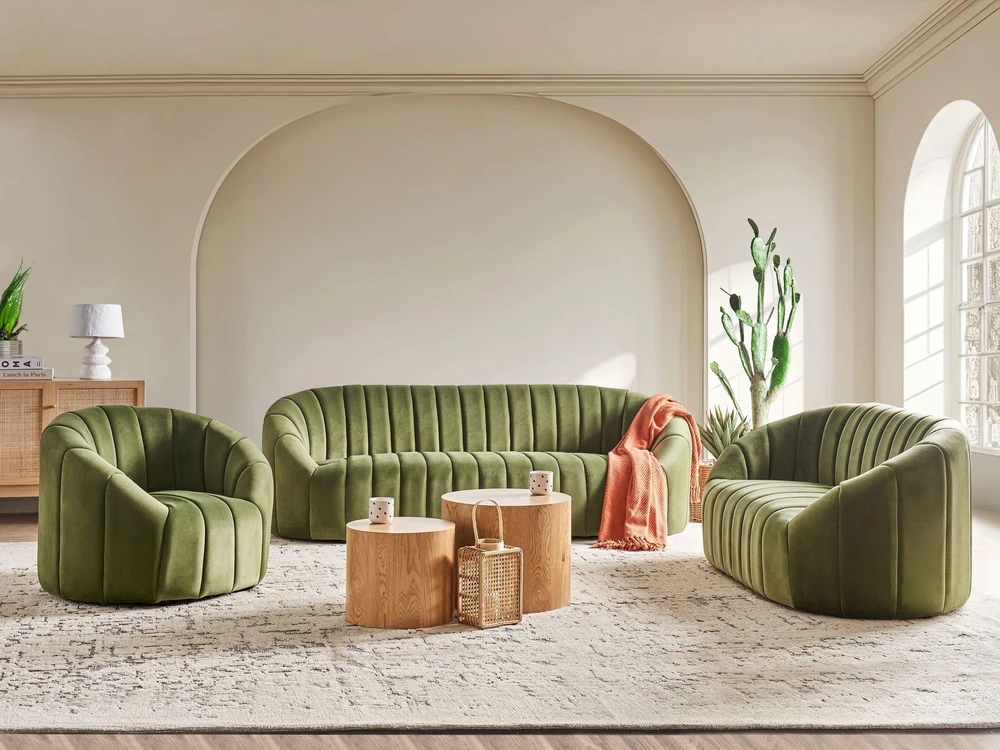 Beliani 2 vietų sofa MALUNG veliūrinė tamsiai žalia
