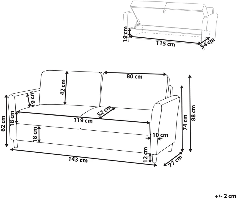 Beliani 2 vietų sofa MARE, tamsiai ruda