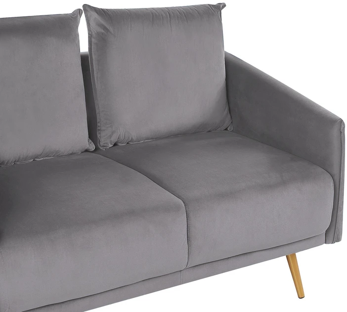 Beliani 2 vietų sofa MAURA veliūrinė pilka