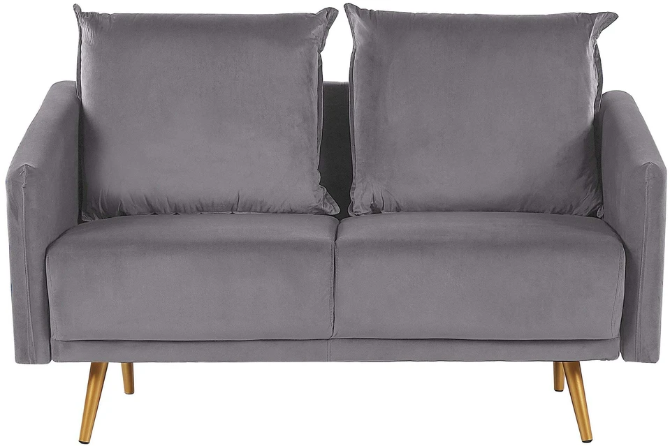 Beliani 2 vietų sofa MAURA veliūrinė pilka
