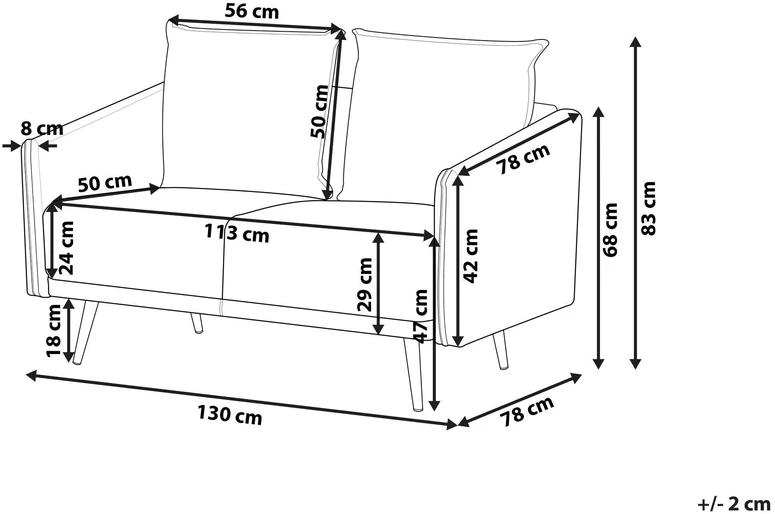 Beliani 2 vietų sofa MAURA veliūrinė pilka