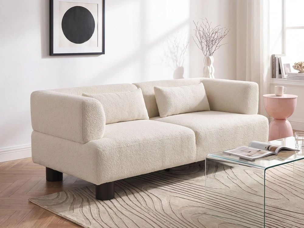 Beliani 2 vietų sofa MOVIK Boucle, kreminės spalvos