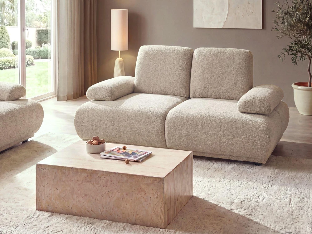 Beliani 2 vietų sofa NACKA Boucle smėlio spalvos