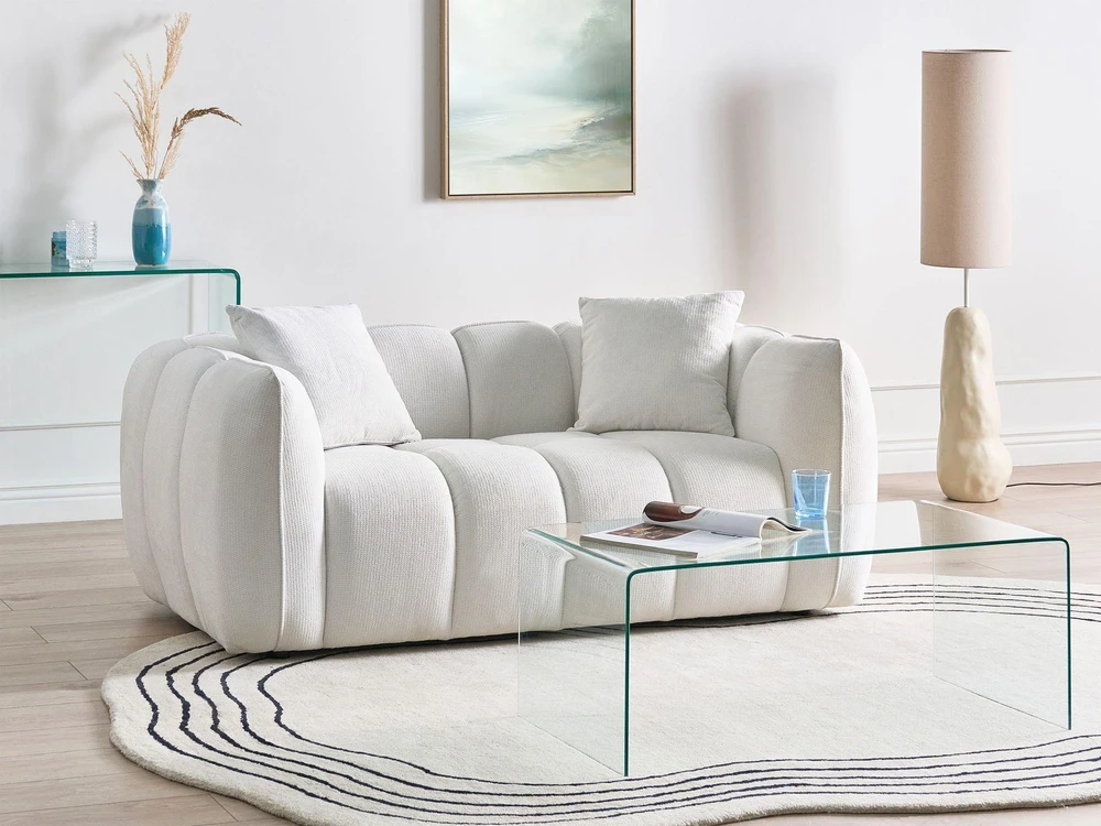 Beliani 2 vietų sofa NESS, kreminė balta