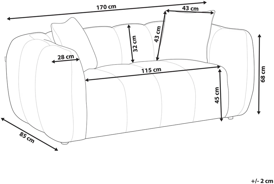 Beliani 2 vietų sofa NESS, kreminė balta