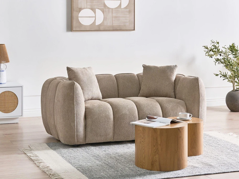 Beliani 2 vietų sofa NESS smėlio-pilka