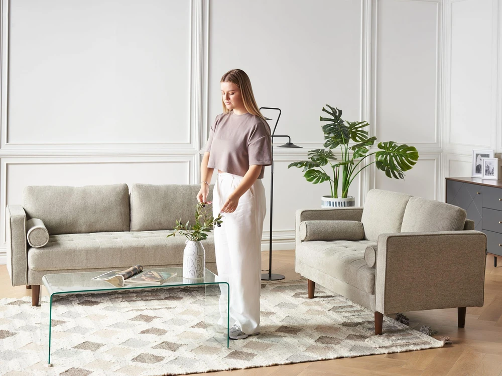 Beliani 2 vietų sofa NURMO, rudai pilka