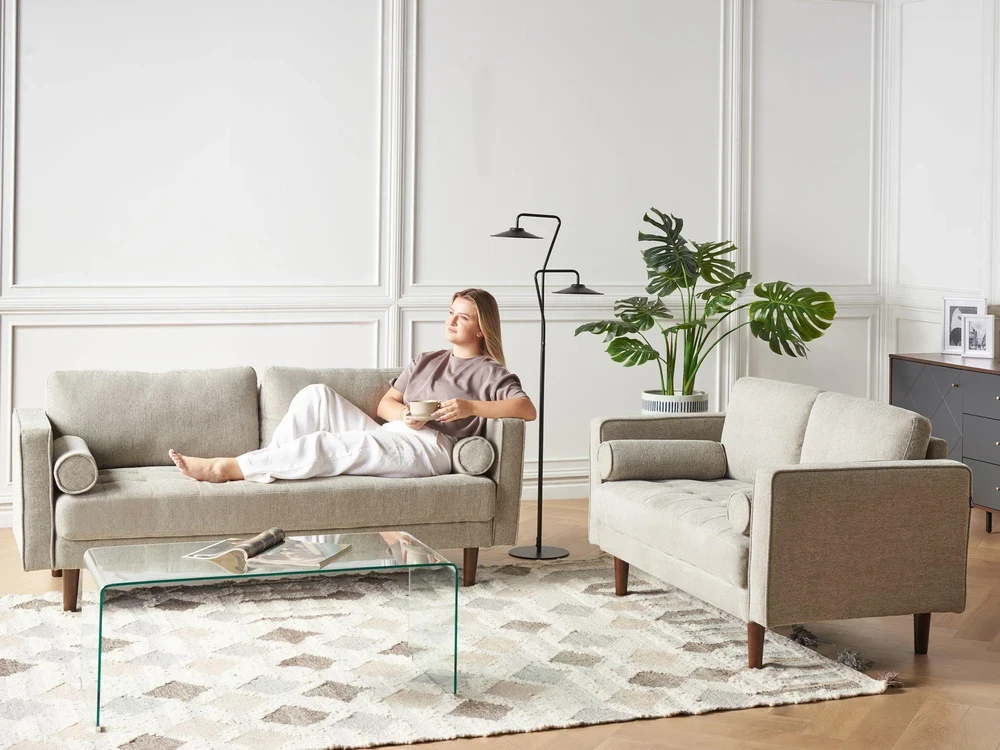 Beliani 2 vietų sofa NURMO, rudai pilka