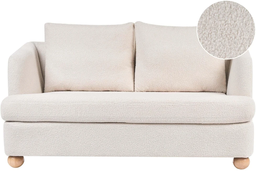 Beliani 2 vietų sofa RATTVIK Boucle kreminės baltos spalvos