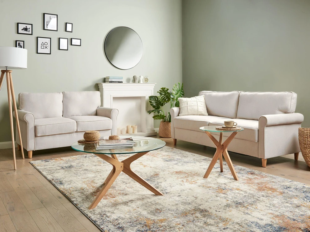 Beliani 2 vietų sofa RONNEBY smėlio spalvos