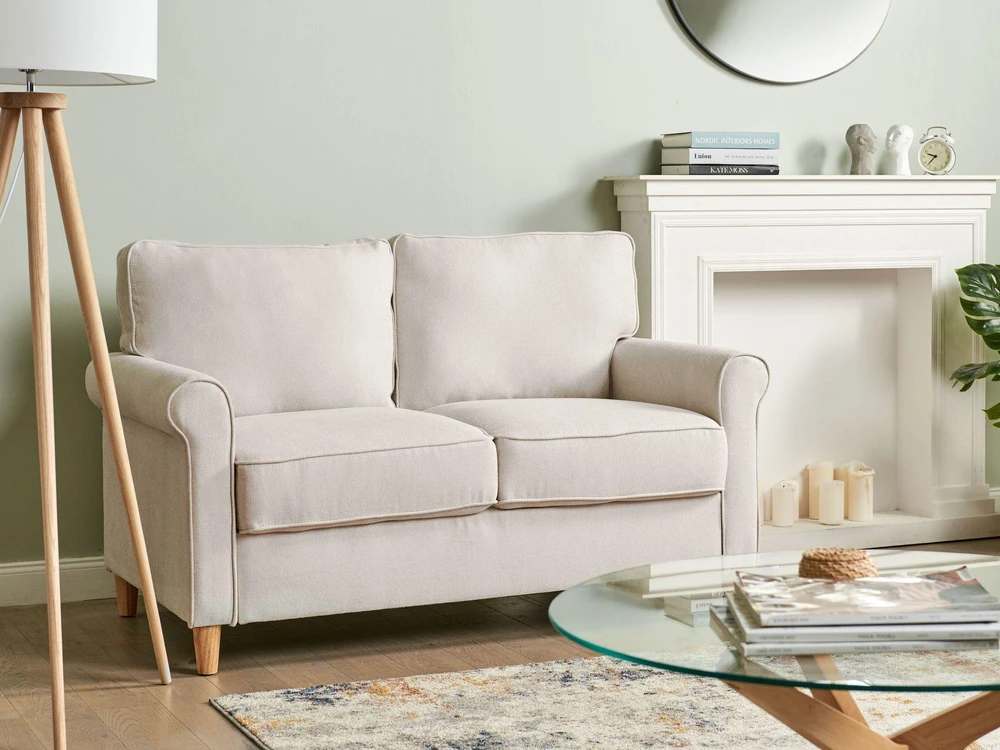 Beliani 2 vietų sofa RONNEBY smėlio spalvos