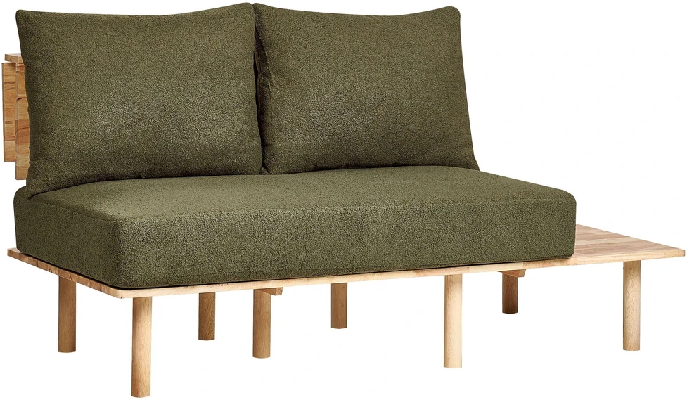 Beliani 2 vietų sofa SALO Bouclé tamsiai žalia su staliukais