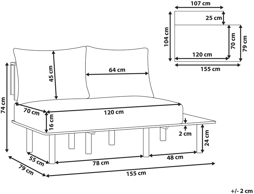 Beliani 2 vietų sofa SALO Bouclé tamsiai žalia su staliukais