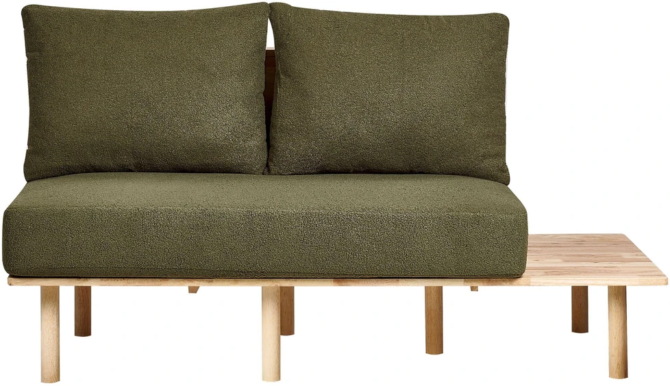 Beliani 2 vietų sofa SALO Bouclé tamsiai žalia su staliukais