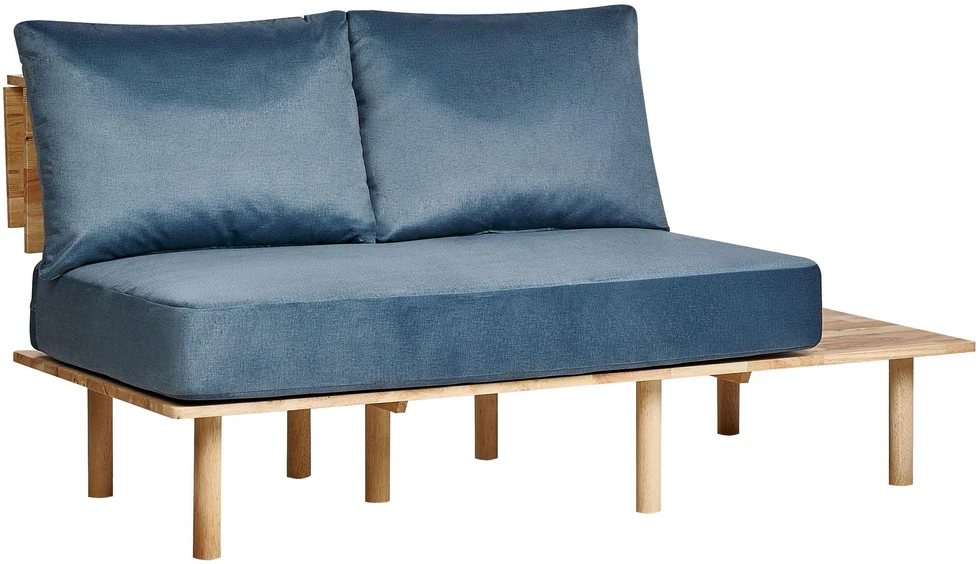 Beliani 2 vietų sofa SALO, mėlyna su staliukais