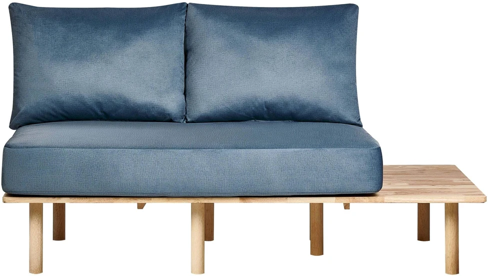Beliani 2 vietų sofa SALO, mėlyna su staliukais