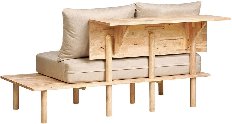 Beliani 2 vietų sofa SALO, smėlio spalvos su staliukais