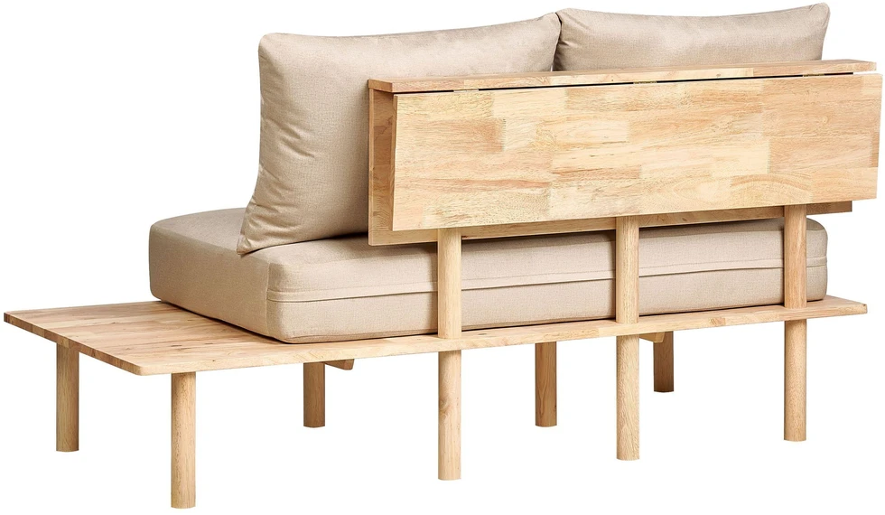 Beliani 2 vietų sofa SALO, smėlio spalvos su staliukais