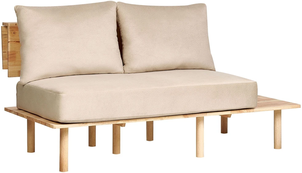 Beliani 2 vietų sofa SALO, smėlio spalvos su staliukais