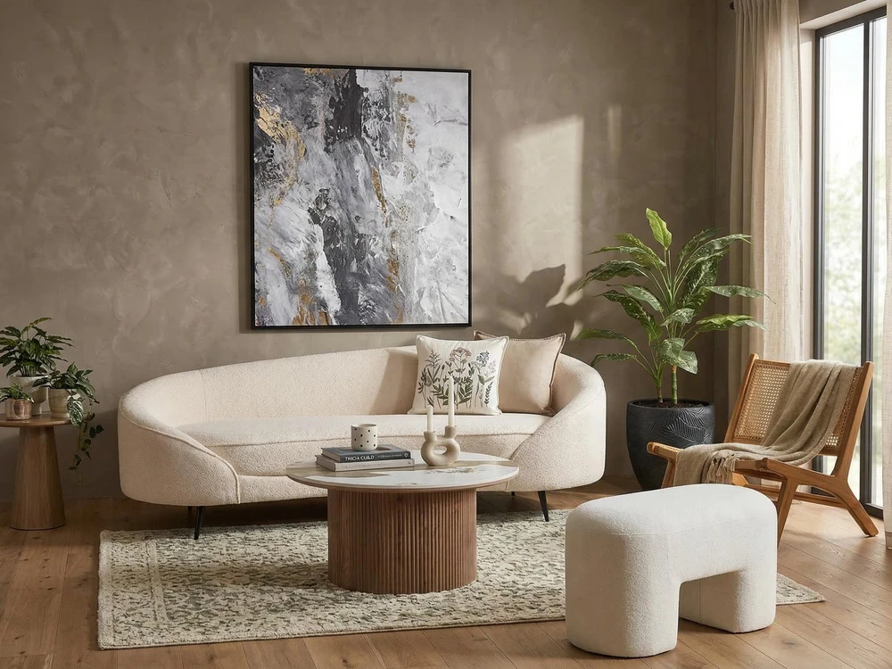 Beliani 2 vietų sofa SAVAR, Boucle, smėlio spalvos