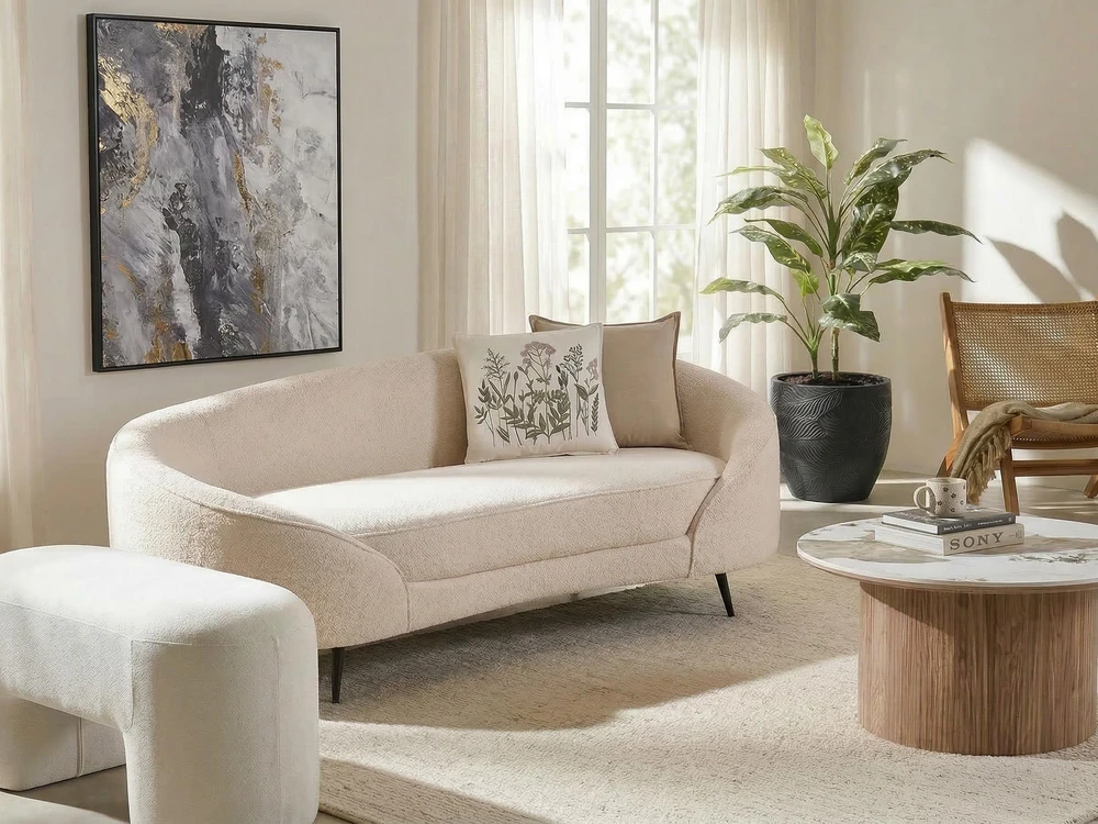 Beliani 2 vietų sofa SAVAR, Boucle, smėlio spalvos