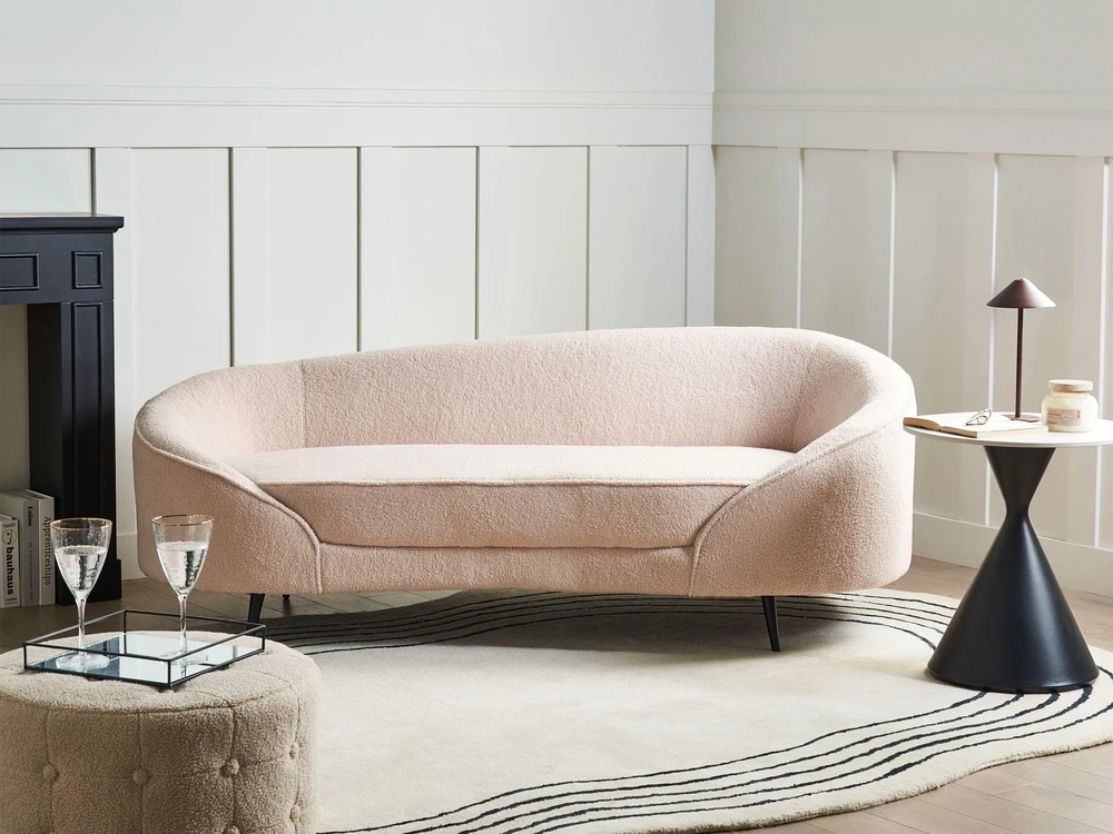 Beliani 2 vietų sofa SAVAR, Boucle, smėlio spalvos