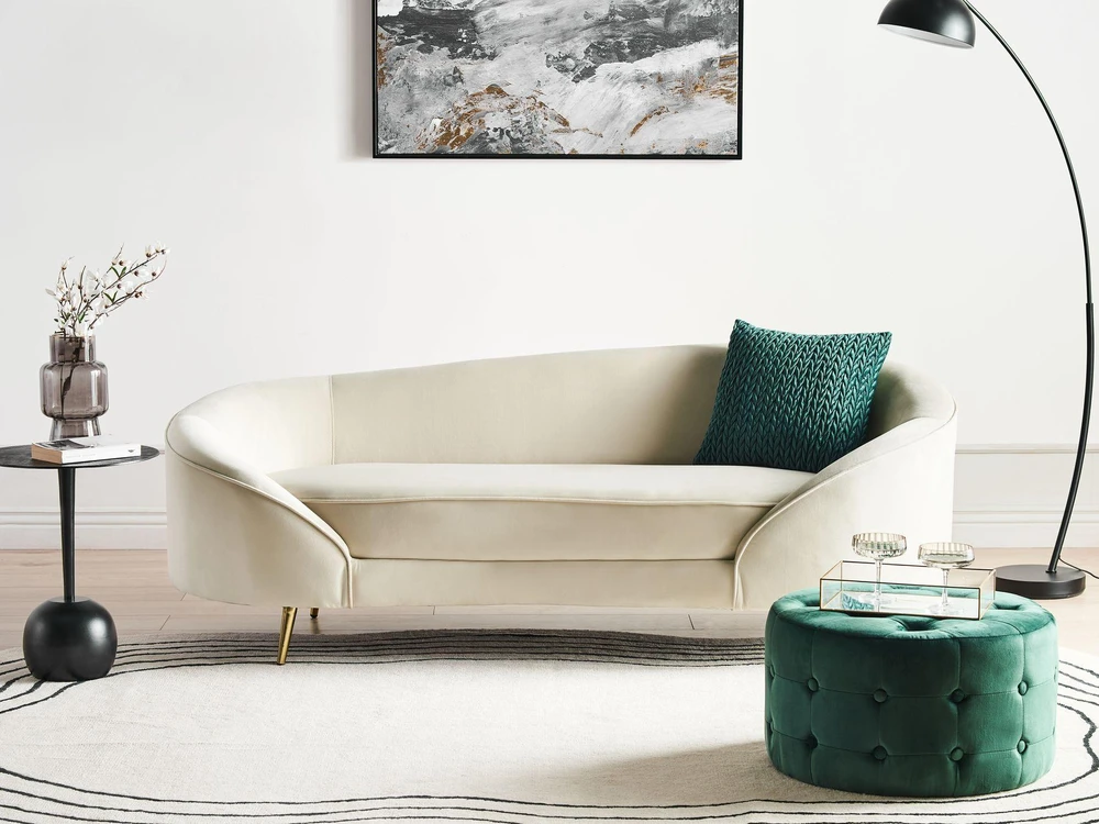 Beliani 2 vietų sofa SAVAR, veliūras, šviesiai smėlio spalvos