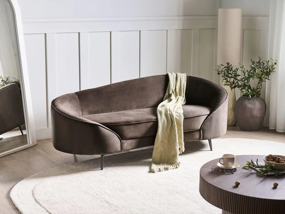 Beliani 2 vietų sofa SAVAR, veliūras, tamsiai ruda