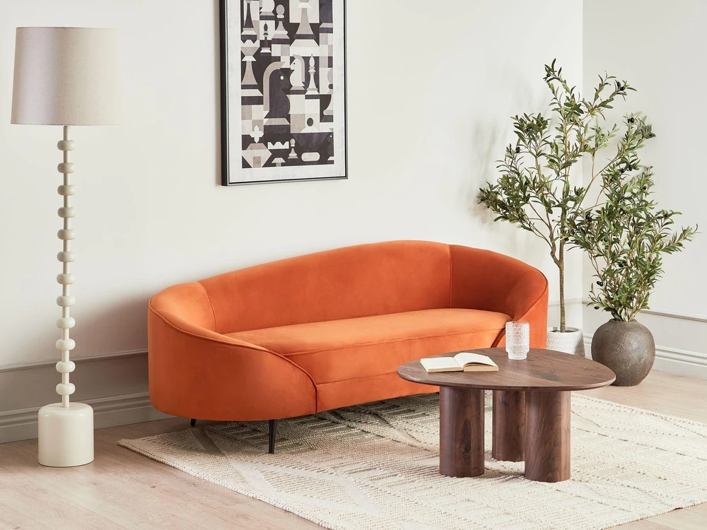Beliani 2 vietų sofa SAVAR veliūrinė oranžinė