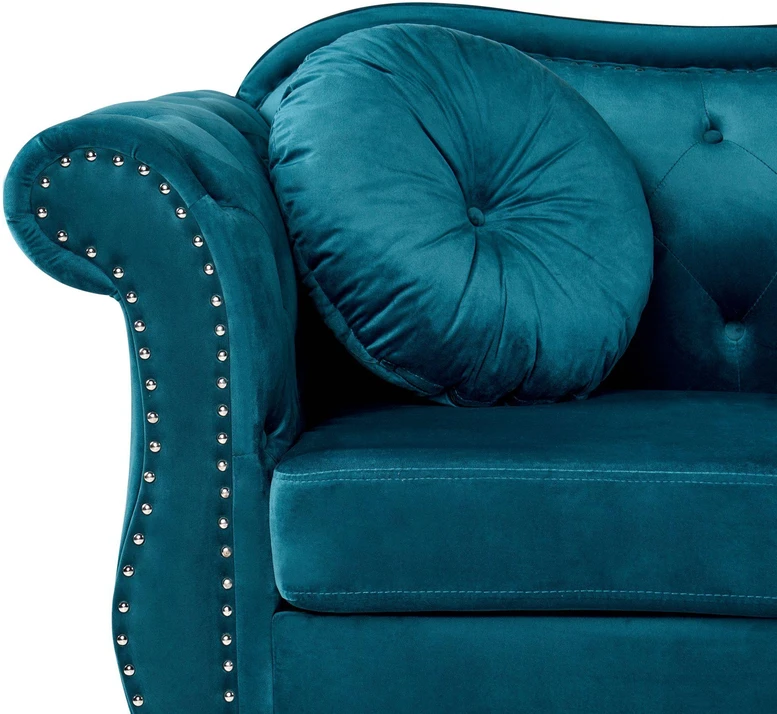 Beliani 2 vietų sofa SKIEN, veliūras, žydra