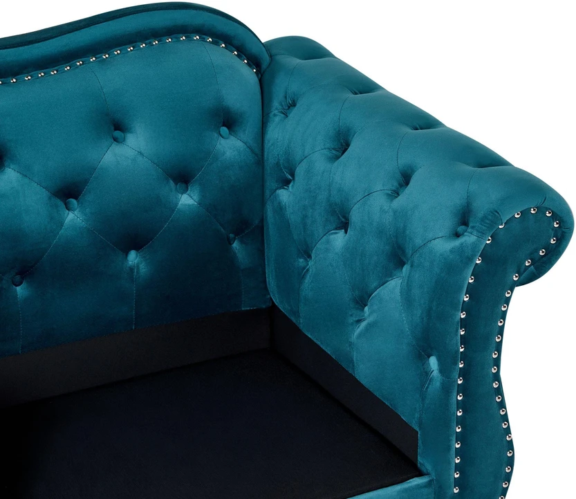 Beliani 2 vietų sofa SKIEN, veliūras, žydra