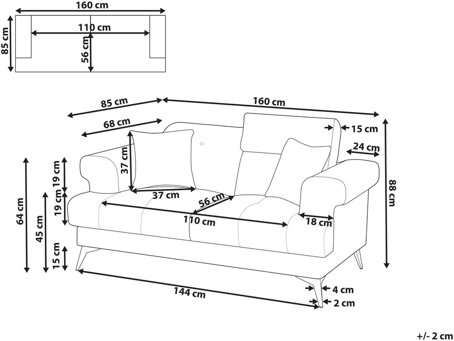 Beliani 2 vietų sofa SKIVE smėlio spalvos ir pilkos spalvos