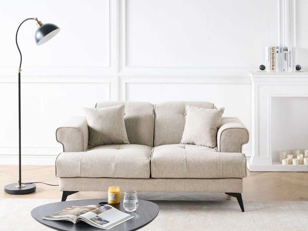 Beliani 2 vietų sofa SKIVE smėlio spalvos ir pilkos spalvos