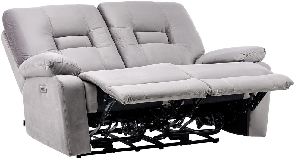 Beliani 2 vietų sofa su elektrine atsipalaidavimo funkcija BERGEN veliūrinė pilka