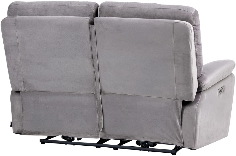 Beliani 2 vietų sofa su elektrine atsipalaidavimo funkcija BERGEN veliūrinė pilka
