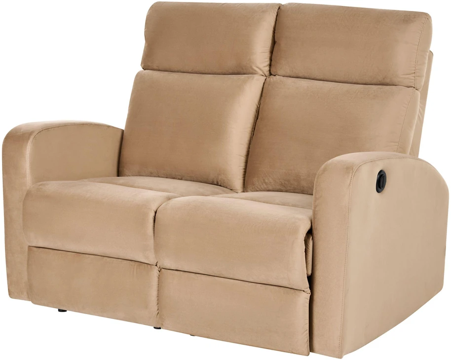 Beliani 2 vietų sofa su elektrine atsipalaidavimo funkcija VERDAL, veliūras, šviesiai ruda