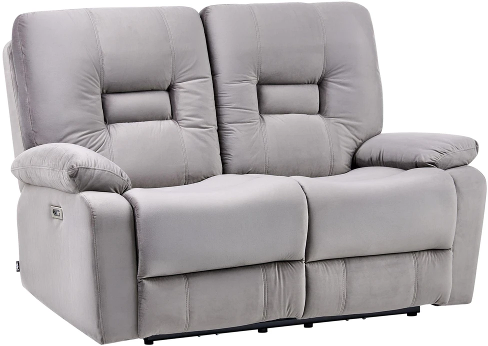 Beliani 2 vietų sofa su elektrine atsipalaidavimo funkcija BERGEN veliūrinė pilka