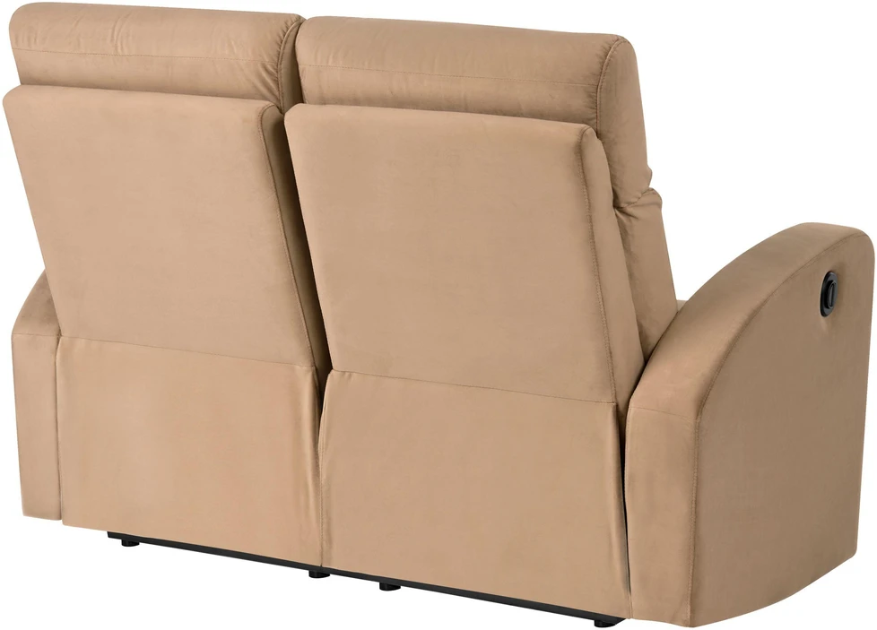 Beliani 2 vietų sofa su elektrine atsipalaidavimo funkcija VERDAL, veliūras, šviesiai ruda