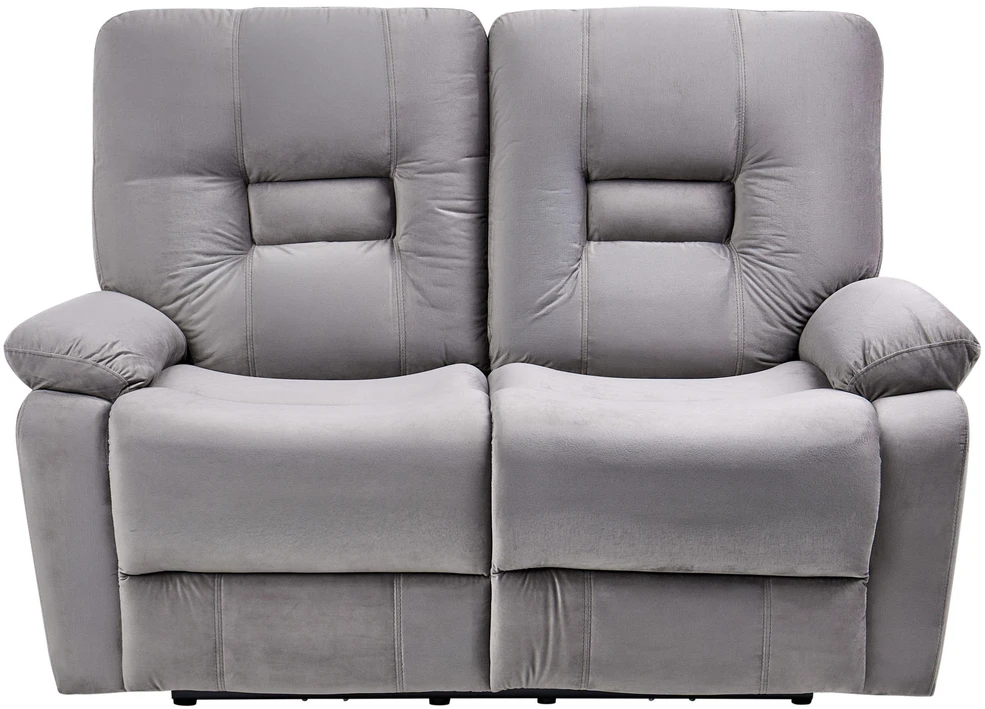 Beliani 2 vietų sofa su elektrine atsipalaidavimo funkcija BERGEN veliūrinė pilka