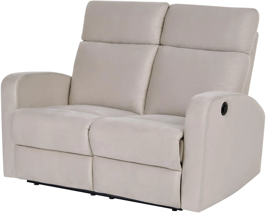 Beliani 2 vietų sofa su elektrine relaksacijos funkcija VERDAL, veliūrinė, smėlio spalvos