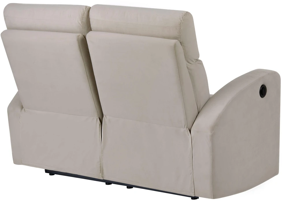 Beliani 2 vietų sofa su elektrine relaksacijos funkcija VERDAL, veliūrinė, smėlio spalvos