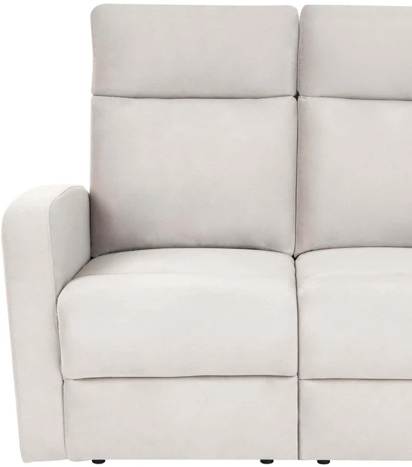 Beliani 2 vietų sofa su manualine relaksacijos funkcija VERDAL, veliūrinė, smėlio spalvos, su ištraukiama kojų atrama