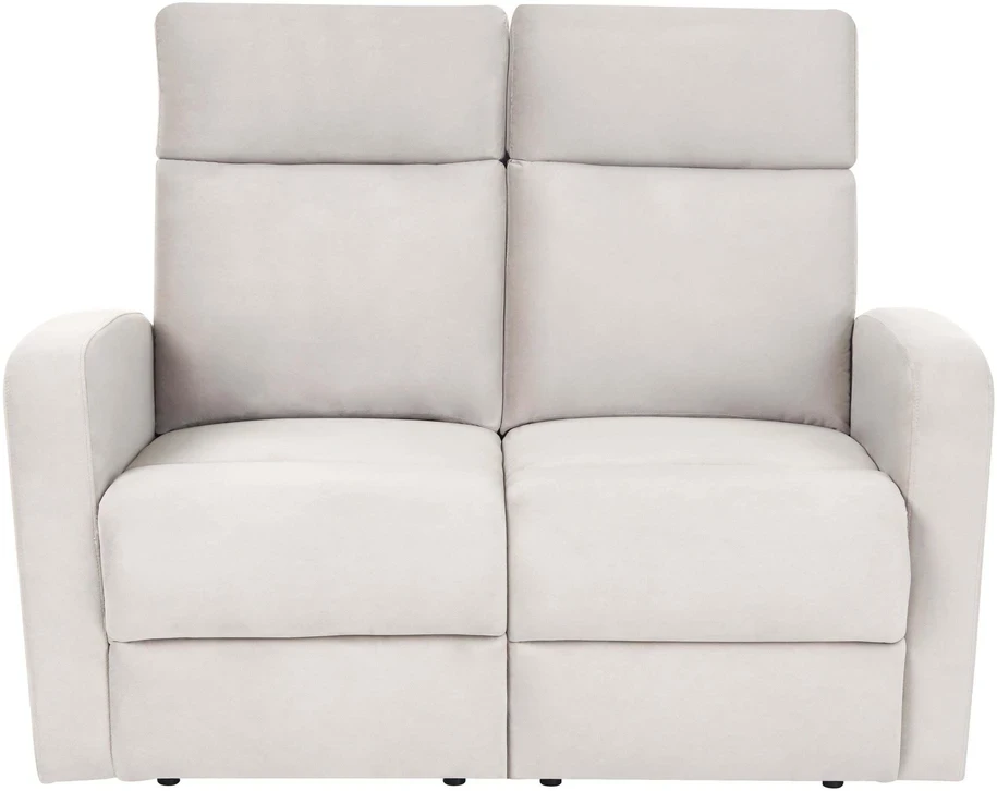 Beliani 2 vietų sofa su manualine relaksacijos funkcija VERDAL, veliūrinė, smėlio spalvos, su ištraukiama kojų atrama