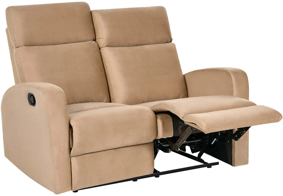 Beliani 2 vietų sofa su rankine atsipalaidavimo funkcija VERDAL, veliūras, šviesiai ruda