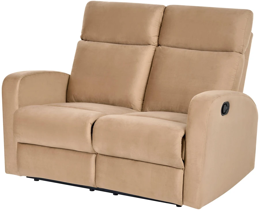 Beliani 2 vietų sofa su rankine atsipalaidavimo funkcija VERDAL, veliūras, šviesiai ruda