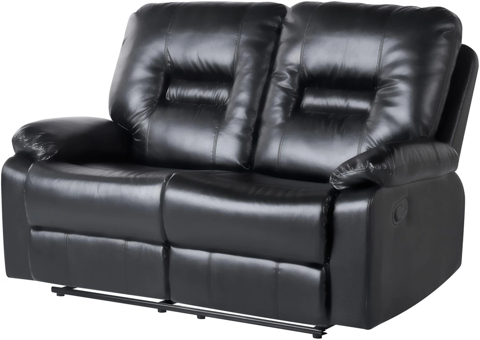 Beliani 2 vietų sofa su rankine atsipalaidavimo funkcija BERGEN, eko oda, juoda